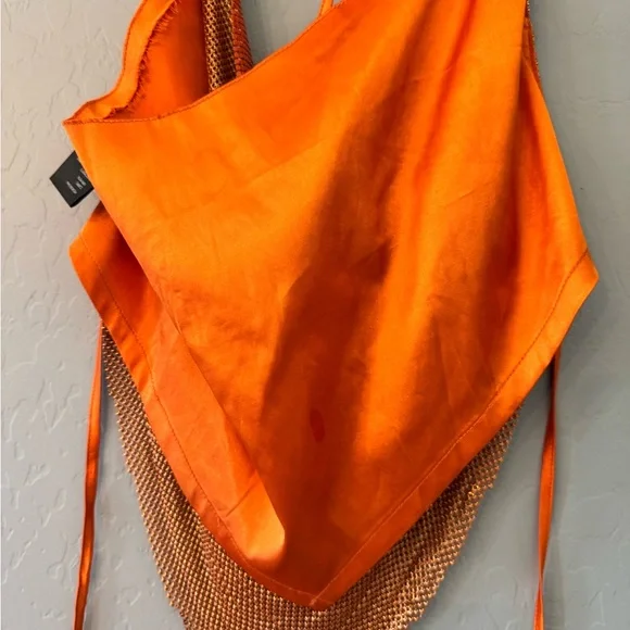 Urban Outfitters Orange Sequin Halter Scarf Top - Picture 6 of 6